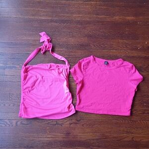 Pink Halter Top and Crop Top Set Size Small